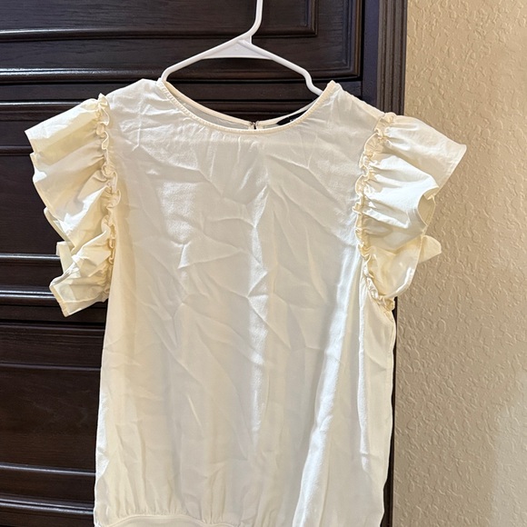 Express Cream Ruffled Bodysuit - Picture 2 of 3